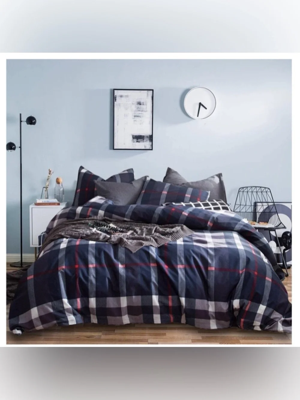 FULL Gingham Tartan Comforter Set 3Pc - NAVY PLAID